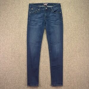 RR Rock for Express Skinny Jeans Blue Denim Embroidered Pockets Womens Size 6